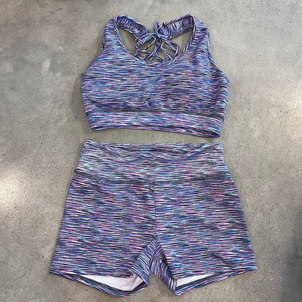 ShoSho Fashion Purple activewear matching set sports bra shorts yoga women small